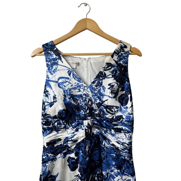 Kay Unger New York Silk Floral Sheath Dress 8 Ruched Empire Waist Wedding Guest - Picture 3 of 11